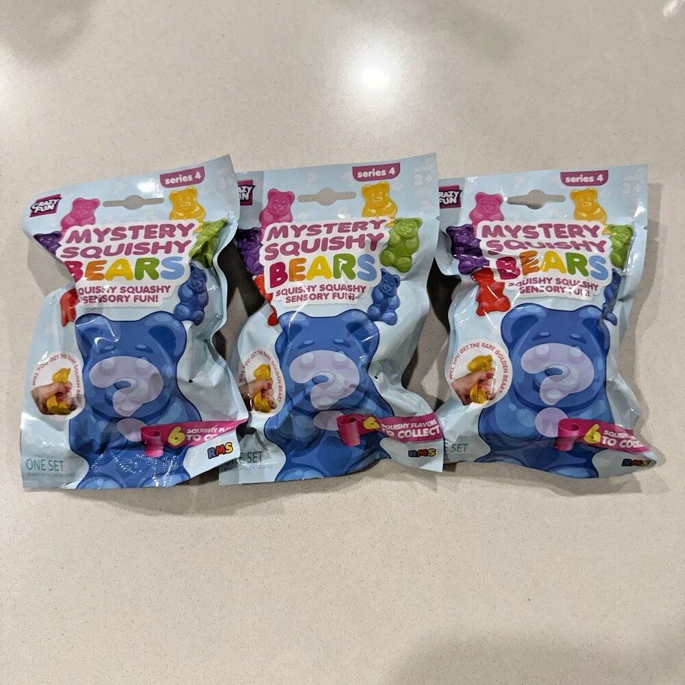 Lot Of 3 NEW RMS Mystery Squishy GUMMY BEAR Fidget Toy Mystery Pack Series 4